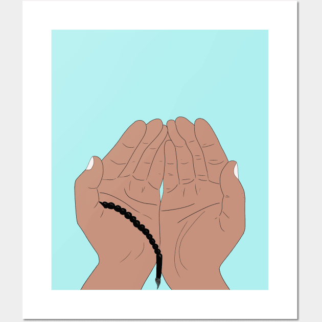 Dua Hands with Tasbih - Islamic Prayer Hands - Islamic Duas Wall Art by Tilila